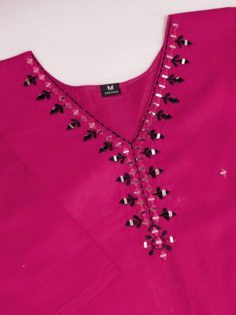 PV Chanderi Roman Silk Pink Color Kurti Set - Rheycart