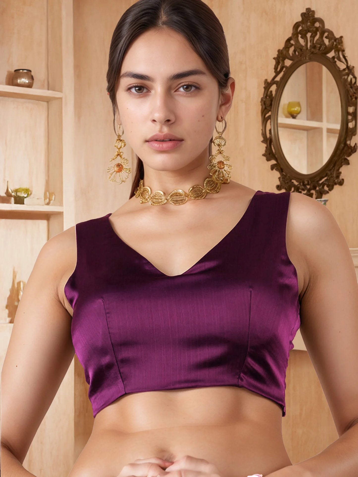 Wine Pure Silk Saree with Unstiched Plain Blouse - Rheycart