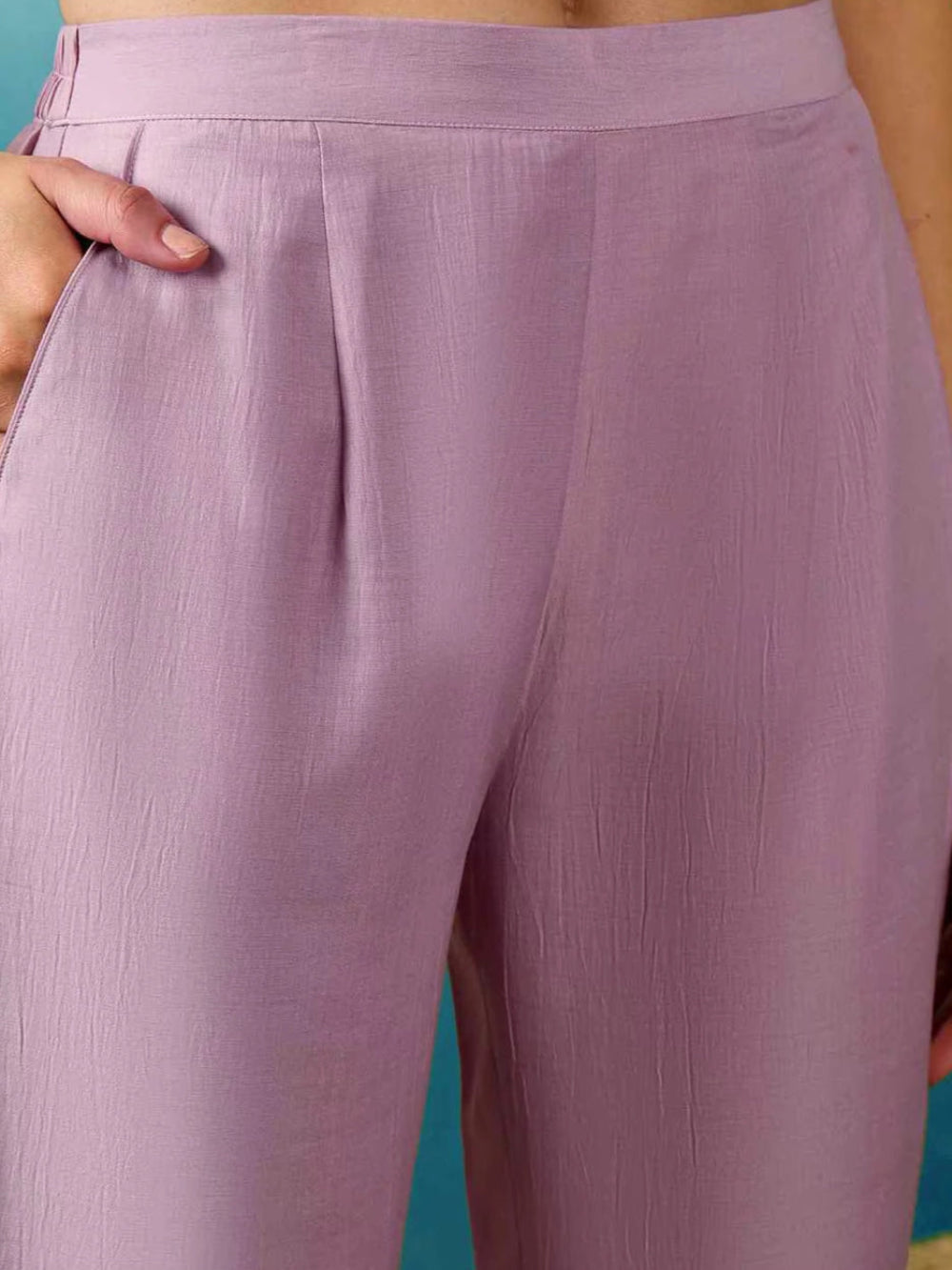 Rhey festive wear silk blend kurta set in lavender shade