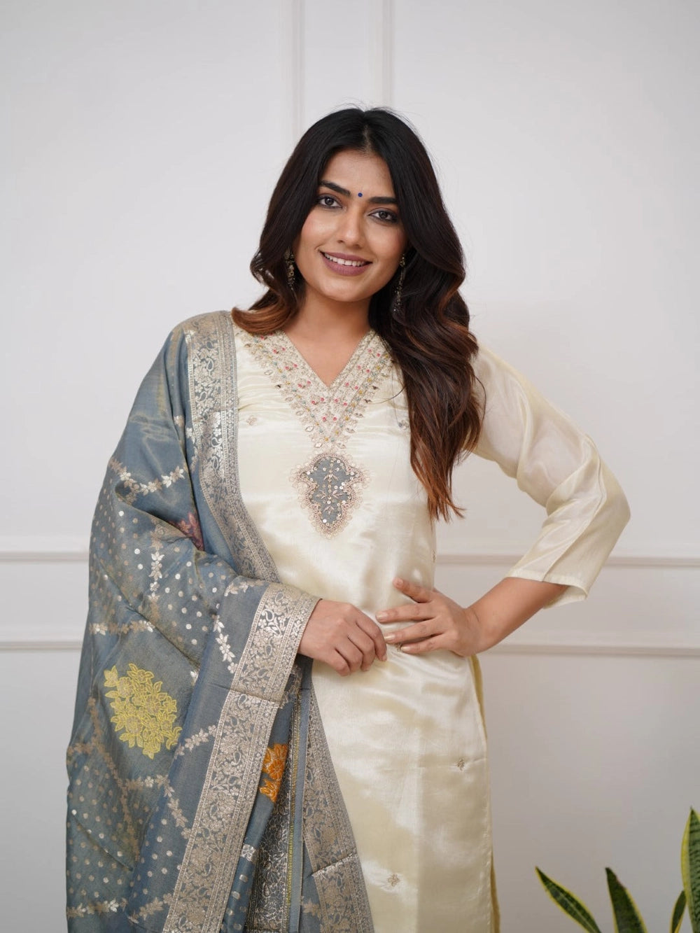 Rhey ethnic viscose kurta set for women with rich handwork