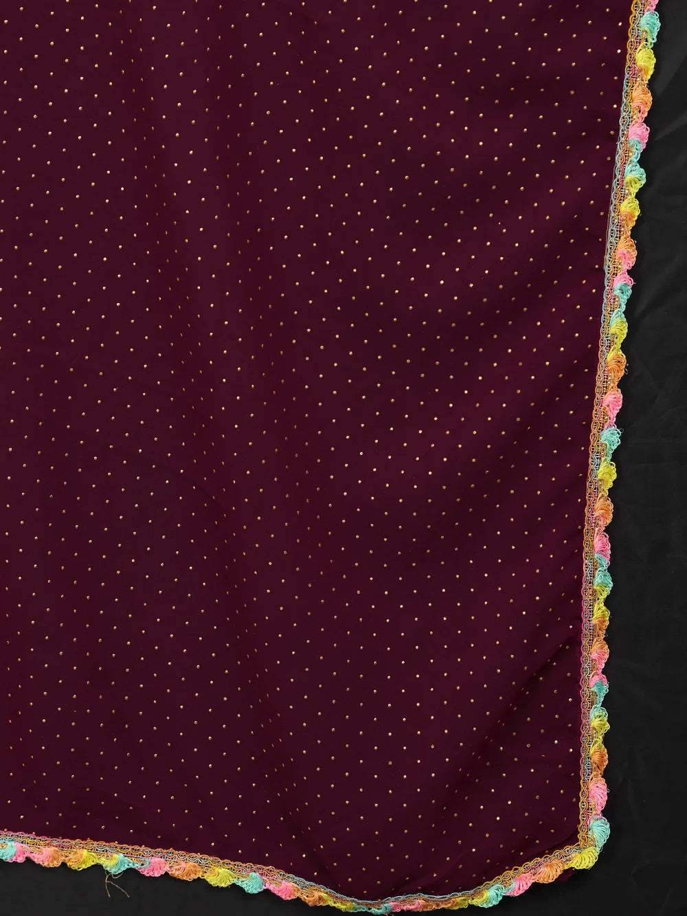 Maroon Bollywood Style Plain Georgette Saree