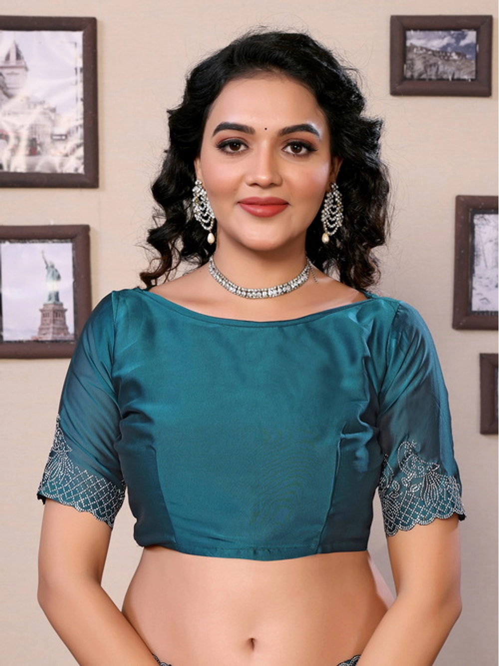 Teal Rangoli Silk Embellished Saree For Women