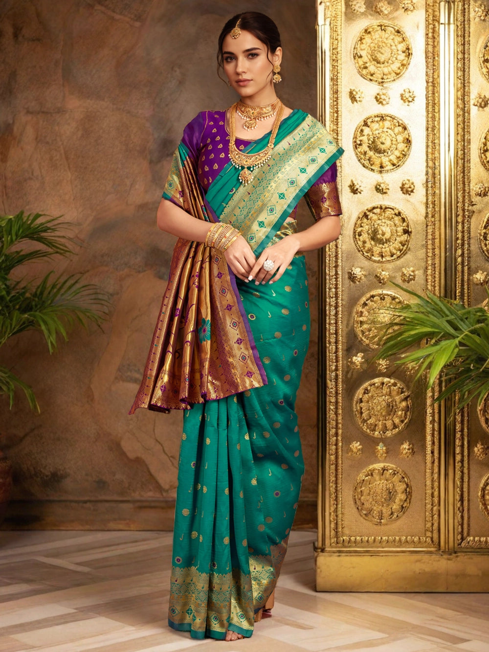 Green Color Paithani Silk Saree For Special Occasions - Rheycart