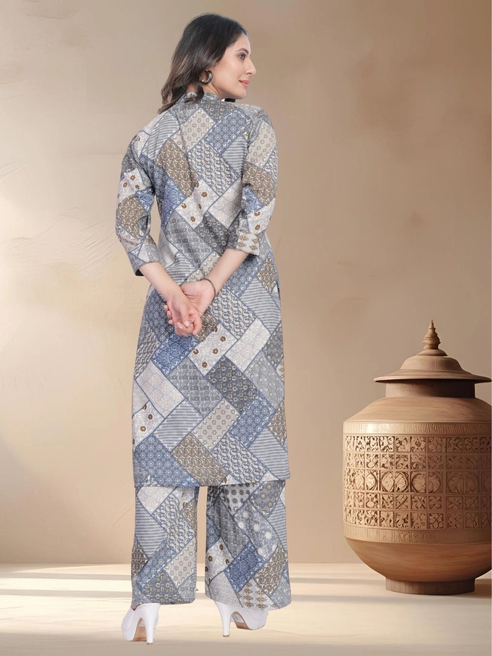 Grey Muslin Cotton Women's Wear Kurti Set - Rheycart