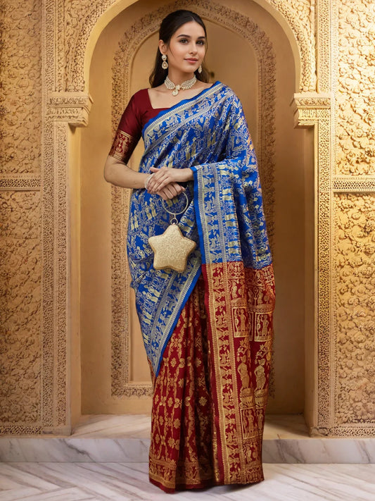Royal Blue Paithani Saree For Weddings and Special Occasions