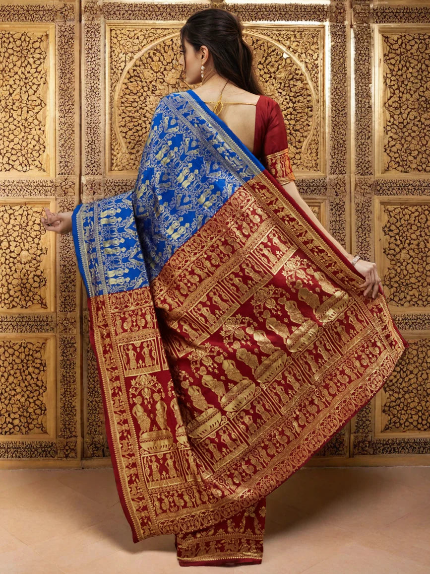 Royal Blue Paithani Saree For Weddings and Special Occasions