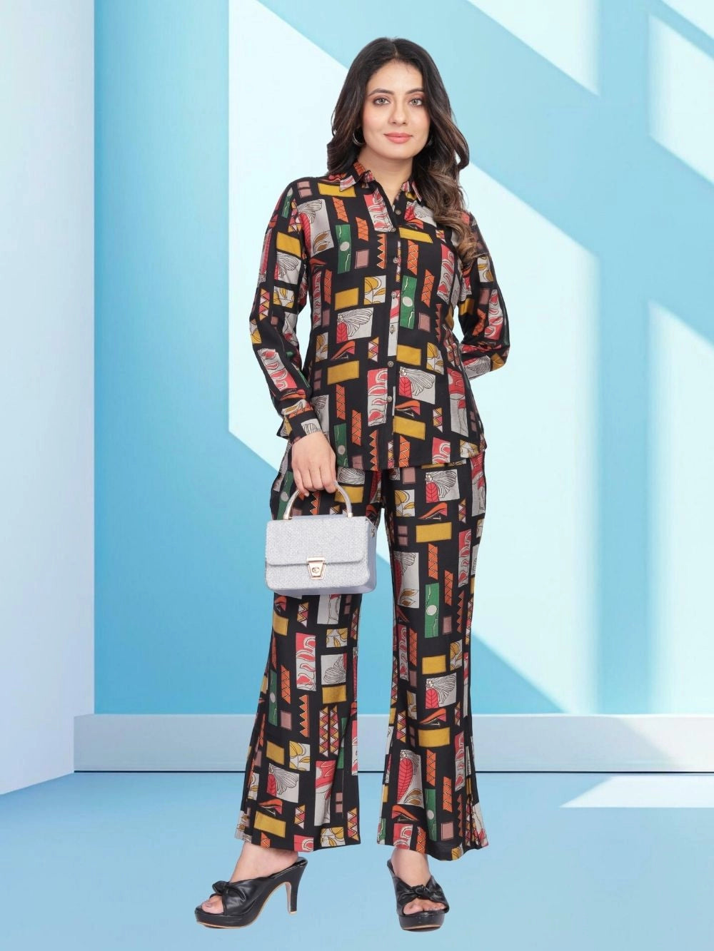 Black Muslin Cotton Women's Wear Co-Ord Set - Rheycart