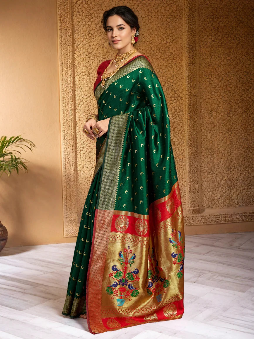 Exquisite Floral Motif Silk Saree with Peacock Design - Rheycart