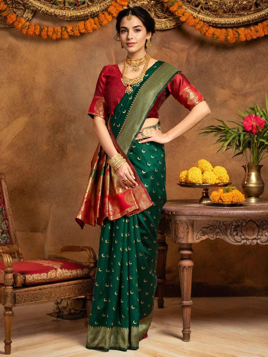 Exquisite Floral Motif Silk Saree with Peacock Design - Rheycart