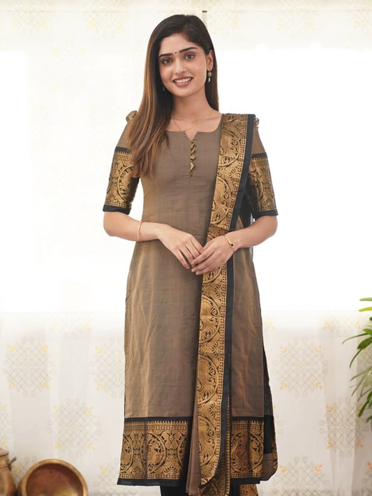 Cream Kanchi Cotton Kurta And Dupatta - Rheycart