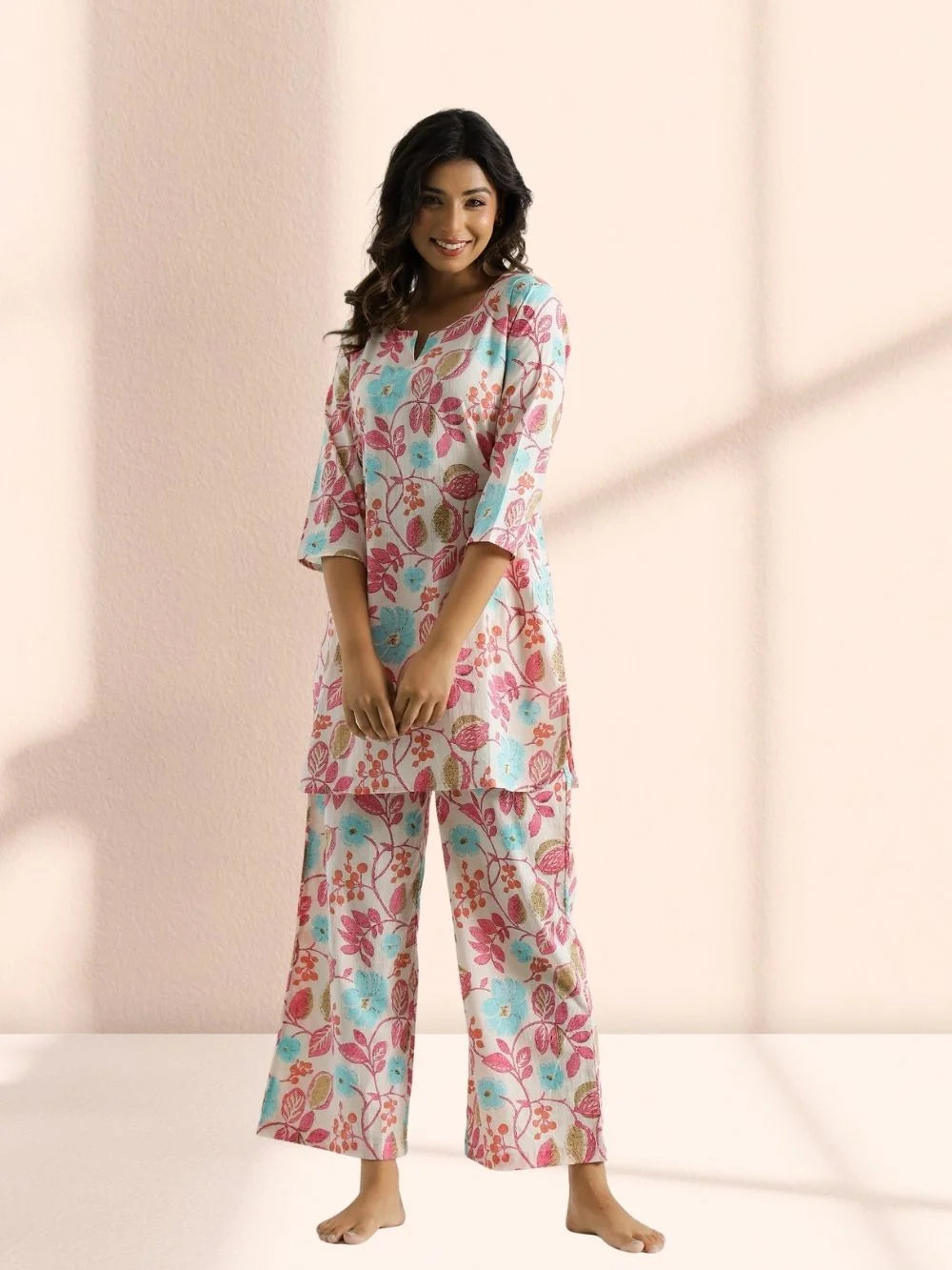 Pastel Floral Printed Women's Co-ord Set - Rheycart