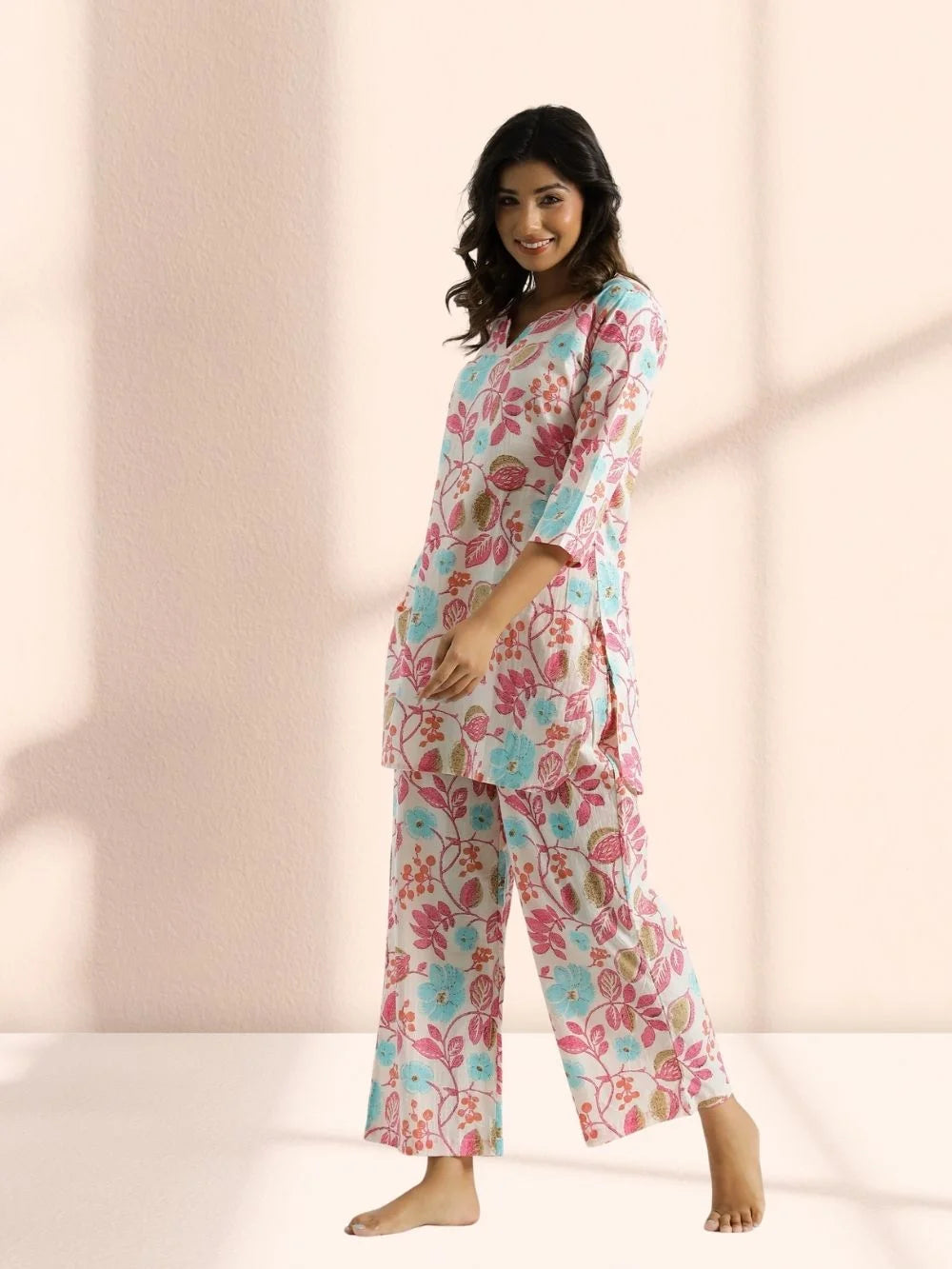Pastel Floral Printed Women's Co-ord Set - Rheycart