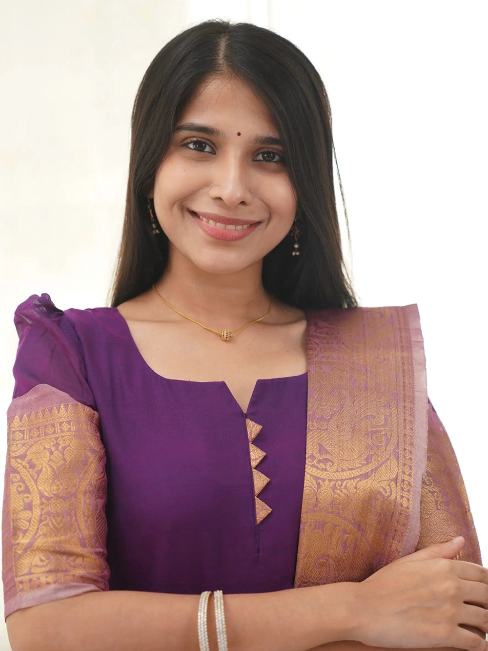 Kanchi Cotton Purple Kurti And Dupatta - Rheycart