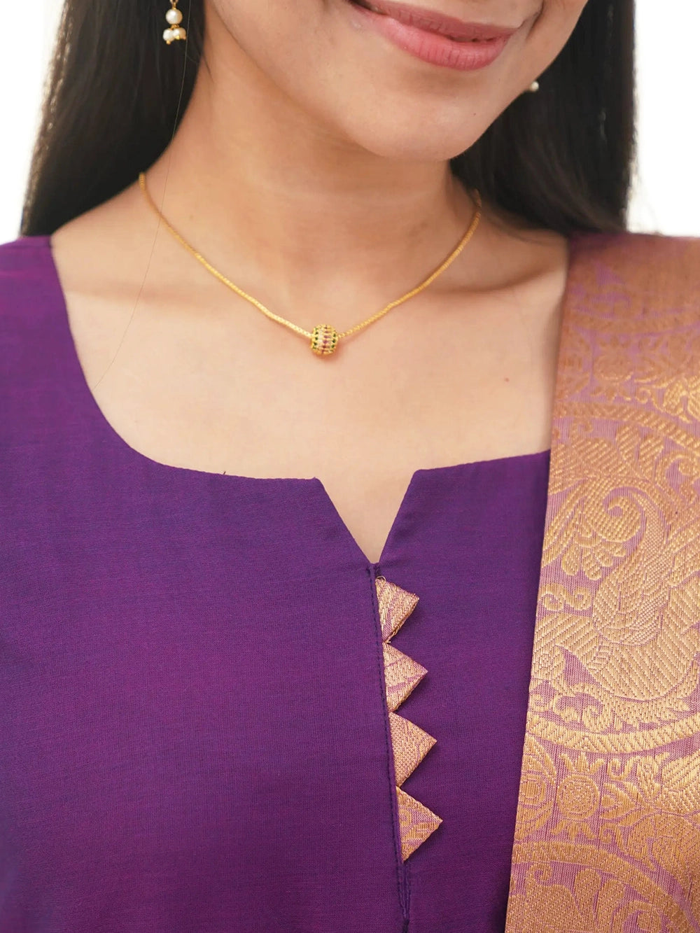 Kanchi Cotton Purple Kurti And Dupatta - Rheycart