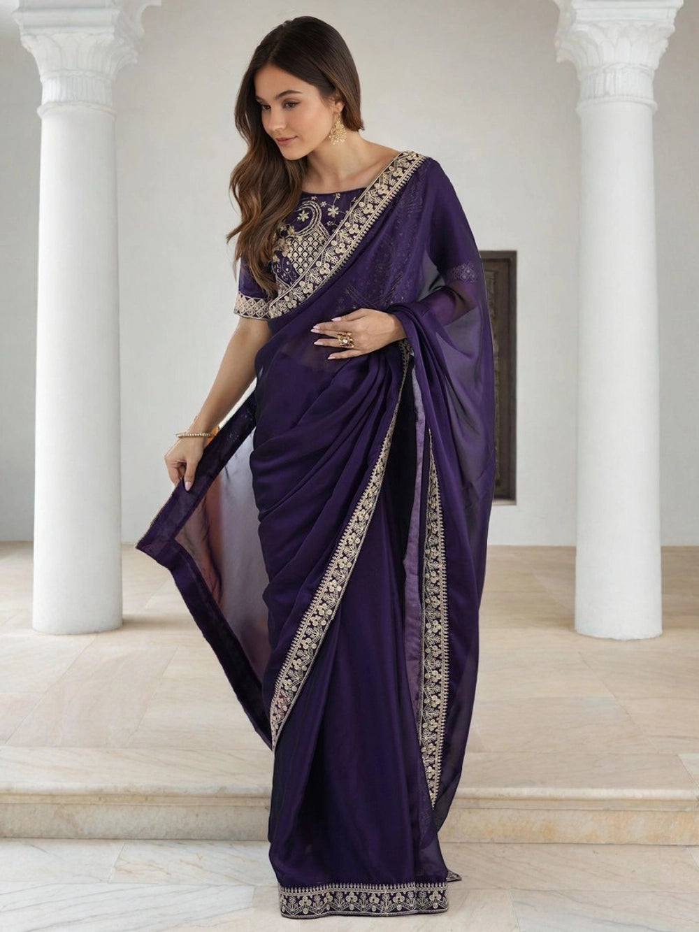 Rangoli silk saree with Banglori blouse - Rheycart