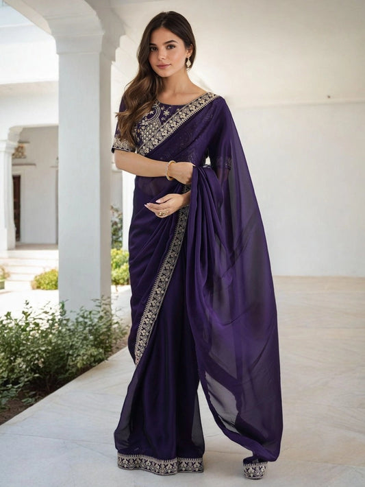Rangoli silk saree with Banglori blouse - Rheycart