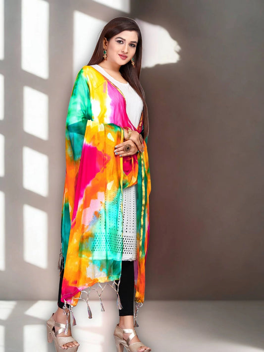 Tie And Dye Multi Color Chiffon Dupatta