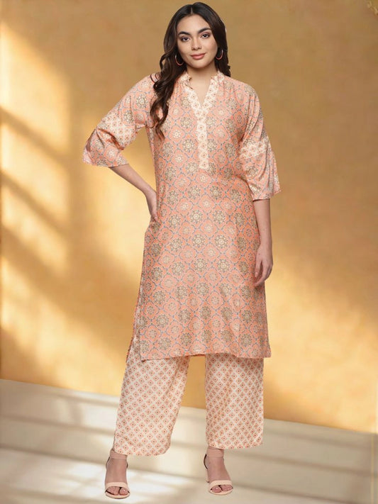 Floral Printed Rayon Kurta Sets For Women - Rheycart